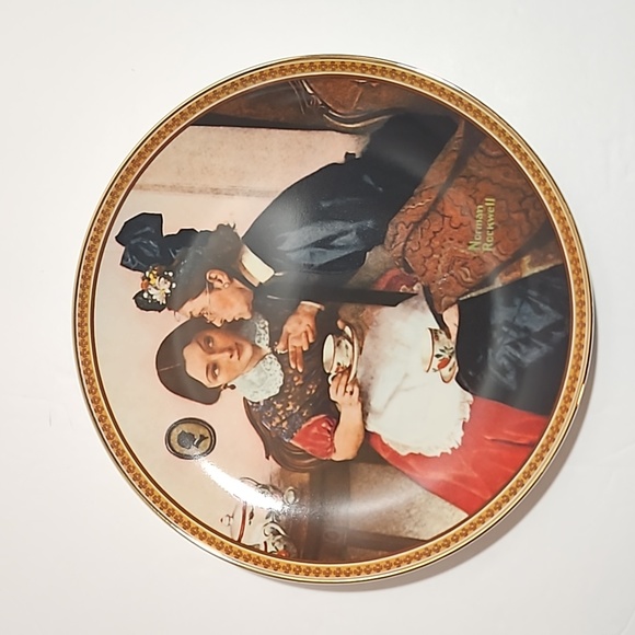 Edwin M Knowles China Gossiping in the Alcove Norman Rockwell Porcelain Plate - Picture 1 of 7